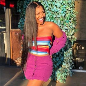 Purple corduroy skirt set